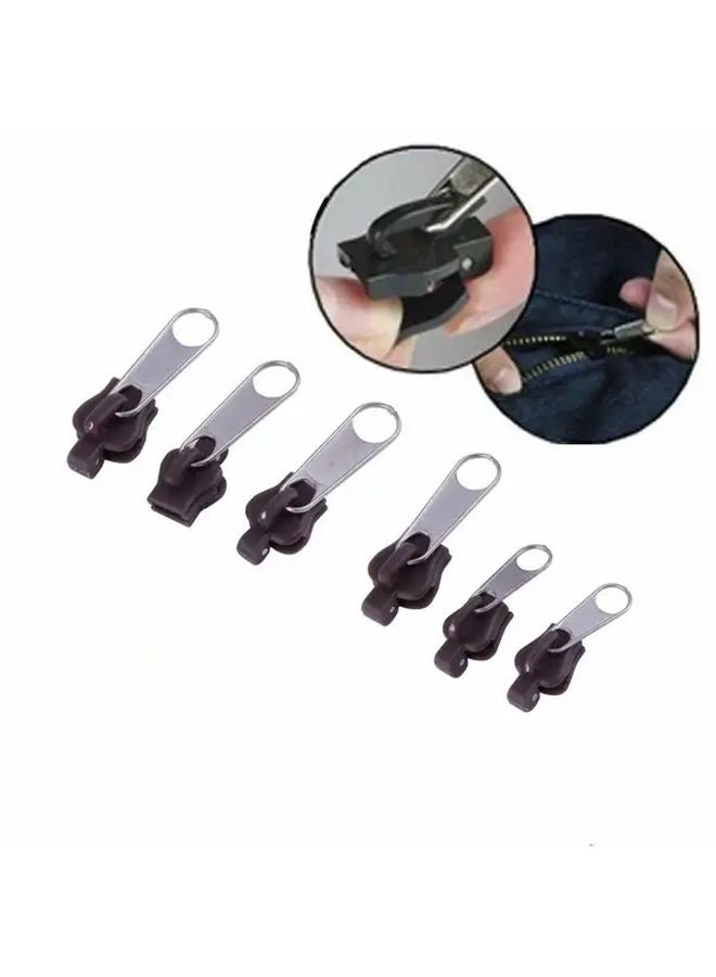 Universal Zipper Repair Kit 6pcs Black 2 Large 2 Medium 2 Small Replacement Parts - Image 4